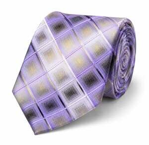 Stafford Performance Mens 100% Silk Tie XL Purple Gray Geometric Plaid Necktie